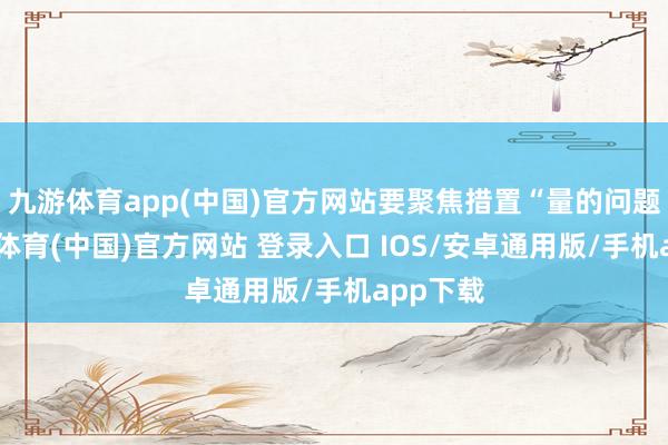 九游体育app(中国)官方网站要聚焦措置“量的问题”-九游体育(中国)官方网站 登录入口 IOS/安卓通用版/手机app下载